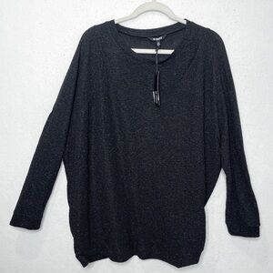 BB Dakota Black Textured Glitter Sparkle Shimmer Dolman Tunic Top Size 1X NWT